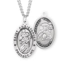 Sterling Silver St. Christopher Sports Medal with Genuine Rhodium Plated 24" Chain - Wrestling