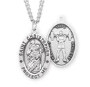Sterling Silver St. Christopher Sports Medal with Genuine Rhodium Plated 24" Chain - Weight Lifting