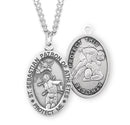 Sterling Silver St. Sebastian Sports Medal with Genuine Rhodium Plated 24" Chain - Wrestling