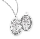 Sterling Silver St. Christopher Sports Medal with Genuine Rhodium Plated 18” Chain - Track
