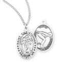 Sterling Silver St. Christopher Sports Medal with Genuine Rhodium Plated 18” Chain - Swimming