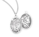 Sterling Silver St. Christopher Sports Medal with Genuine Rhodium Plated 18” Chain - Lacrosse