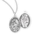 Sterling Silver St. Sebastian Sports Medal with Genuine Rhodium Plated 18” Chain - Track