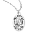 Sterling Silver St. Augustine Medal with Genuine Rhodium Plated 20” Chain