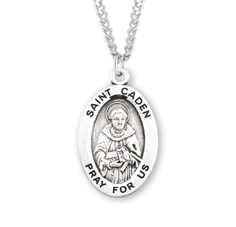 Sterling Silver St. Caden Medal with Genuine Rhodium Plated 20” Chain