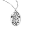 Sterling Silver St. Christopher Medal with Genuine Rhodium Plated 20” Chain