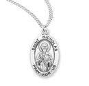 Sterling Silver St. Nicholas Medal with Genuine Rhodium Plated 20” Chain