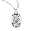 Sterling Silver St. Noah Medal with Genuine Rhodium Plated 20” Chain