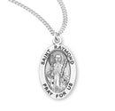 Sterling Silver St. Raymond Medal with Genuine Rhodium Plated 20” Chain