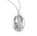 Sterling Silver St. Barbara Medal with Genuine Rhodium Plated 18” Chain