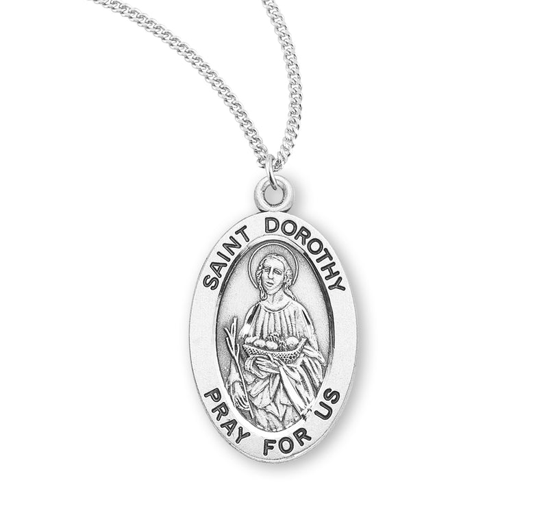 Sterling Silver St. Dorothy Medal with Genuine Rhodium Plated 18” Chain