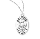 Sterling Silver St. Genevieve Medal with Genuine Rhodium Plated 18” Chain