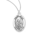 Sterling Silver St. Rita Medal with Genuine Rhodium Plated 18” Chain